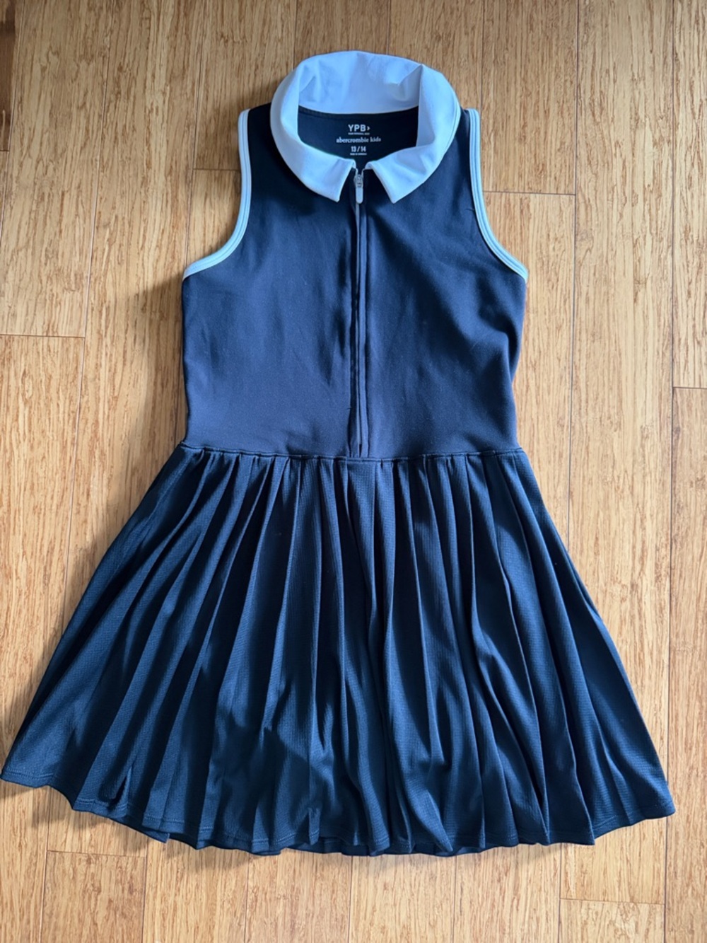 Black Athletic Polo Dress with White Collar - Kids